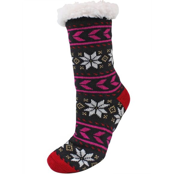 Gray & Red Snowflake 2-Pack Slipper Socks - Picture 2 of 6